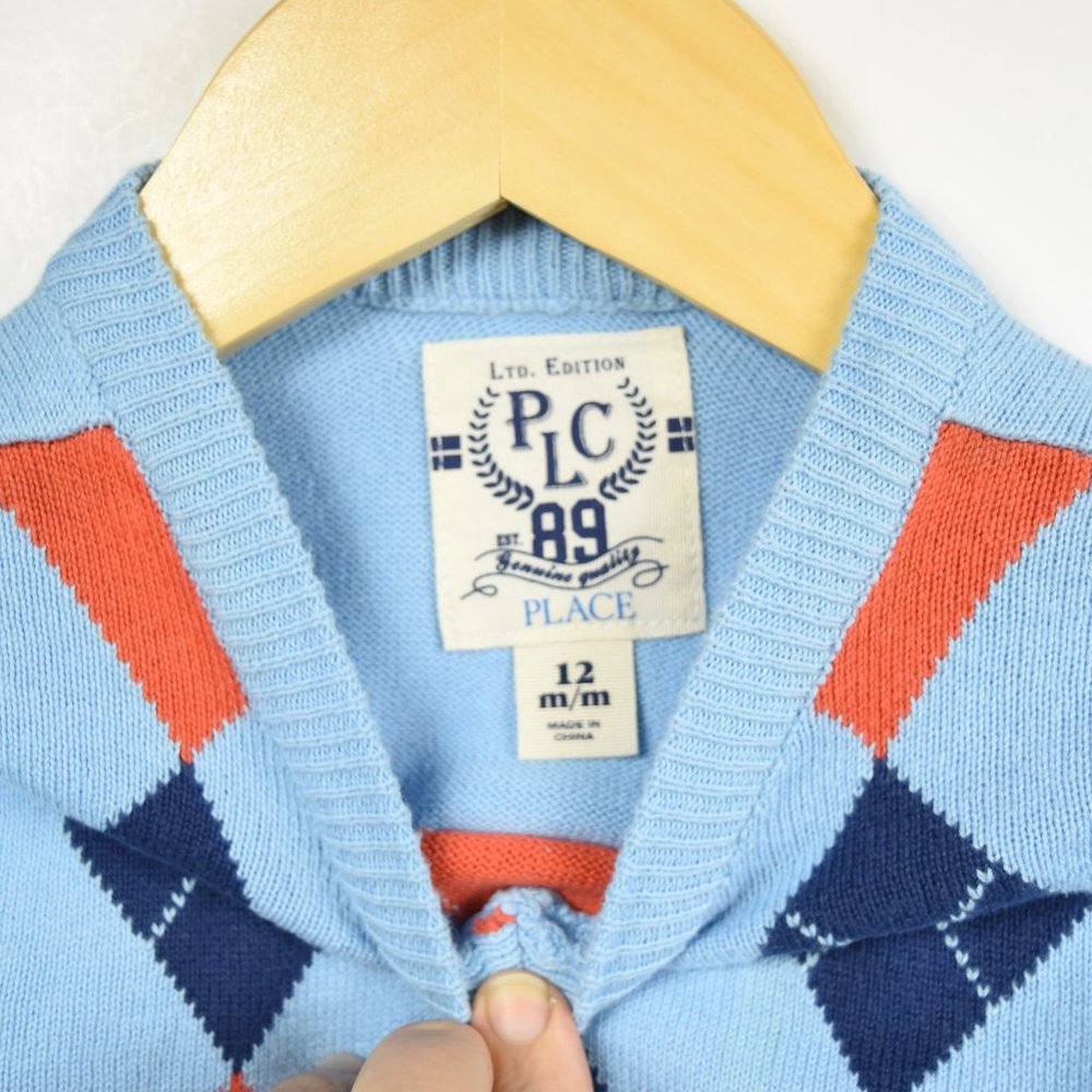 Blue argyle patterned sweater - Picture 5 of 7